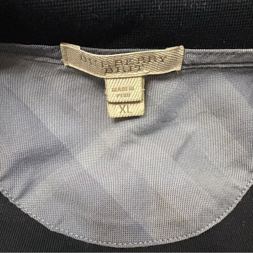 Burberry Black Pima Cotton Quarter Zip Sweater Men’s XL Classic Logo Pullover - Picture 7 of 11